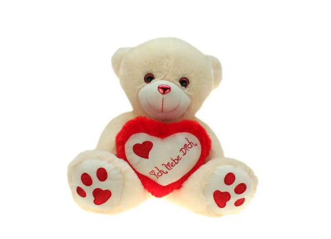 Plüschbär "Herz Metallo-Rot" mit großem Herz,  20cm TK Gruppe® Grosshandel 