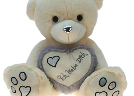 Plüschbär "Herz Metallo-Silber" mit großem Herzen, 60cm TK Gruppe® Grosshandel 