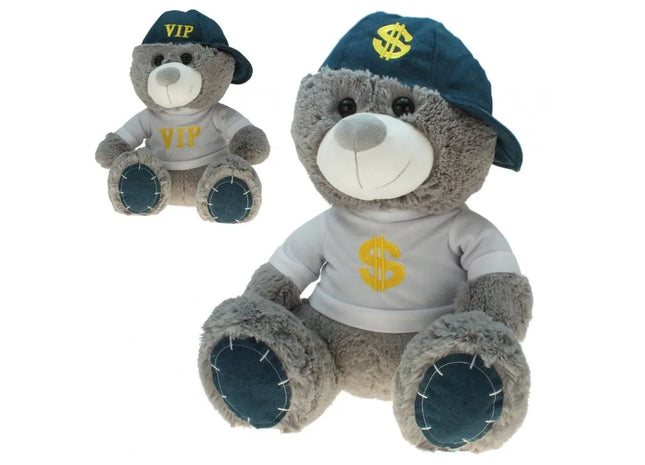 Plüschbär "VIP & Dollar" mit goldenen Zeichen, 25 cm TK Gruppe® Grosshandel 
