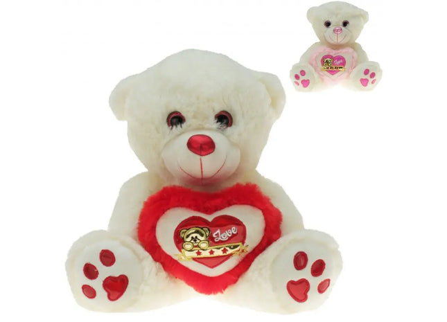 Plüschbär mit Chrom-Herz "Lara & Mara", 20cm TK Gruppe® Grosshandel 