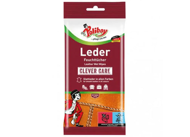 Poliboy Leder Schuhpflege Feuchttücher, 10 Stück - Schnelle Reinigung & Pflege TK Gruppe® Grosshandel 