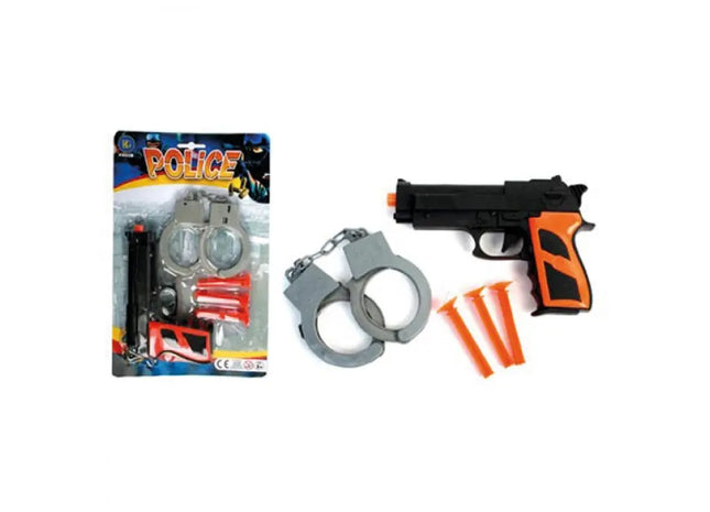 Polizei-Spielset mit Pfeilpistole, 3 Pfeilen und Handschellen TK Gruppe® Grosshandel 
