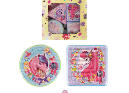 Ponys Labyrinth-Puzzle, 3 verschiedene Formen – lustiges Lernspielzeug für Kinder TK Gruppe® Grosshandel 