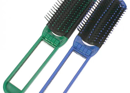 Portable Hairbrush 20cm with Folding Mirror - Assorted Colors TK Gruppe® Grosshandel 