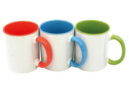 Porzellan-Kaffeetasse mit farbigem Griff, Stilvolles Trinkgefäß TK Gruppe® Grosshandel 