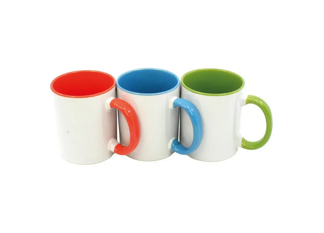 Porzellan-Kaffeetasse mit farbigem Griff, Stilvolles Trinkgefäß TK Gruppe® Grosshandel 