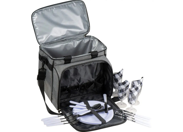Praktische Picknicktasche Mumbai - Anthrazit, Stilvoll, Geräumig, Isoliert, Tragbar TK Gruppe® Grosshandel 