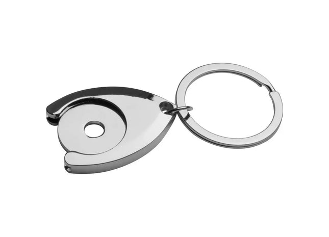 Praktischer Metall-Schlüsselanhänger mit Einkaufschip - Elegant Silbergrau TK Gruppe® Grosshandel 