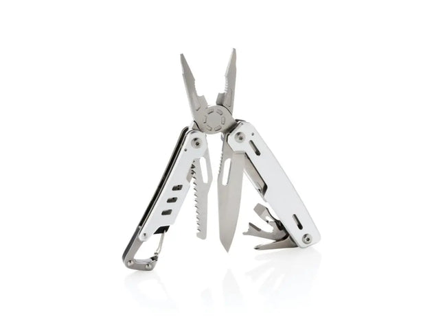 Praktisches Multitool mit Karabiner: Robustes Werkzeugset in silbernem Finish für vielseitige Anwendungen TK Gruppe® Grosshandel 