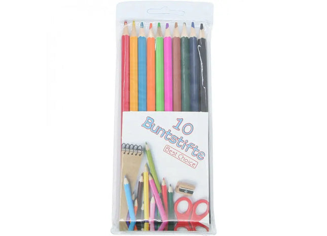 Pre-Sharpened Colored Pencils Set - 10 Pack in Polybag, 18cm Length, Vibrant Colors, Art Supplies TK Gruppe® Grosshandel 