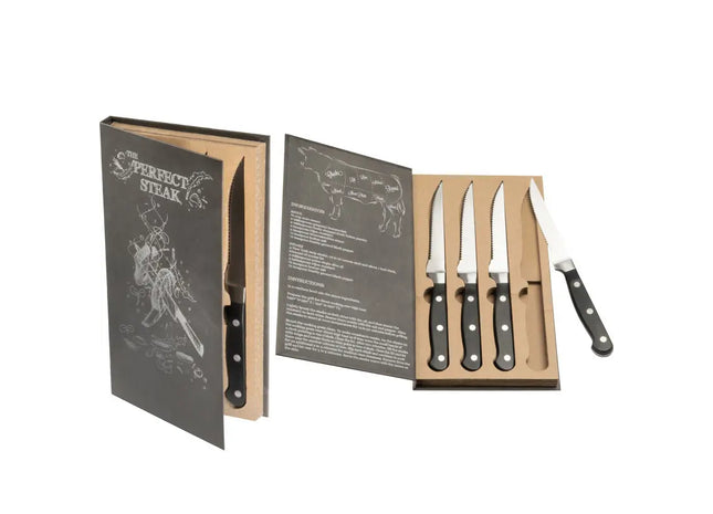 Premium 4er Steakmesserset London - Schwarz Hochwertige Fleischmesser für Steakliebhaber TK Gruppe® Grosshandel 