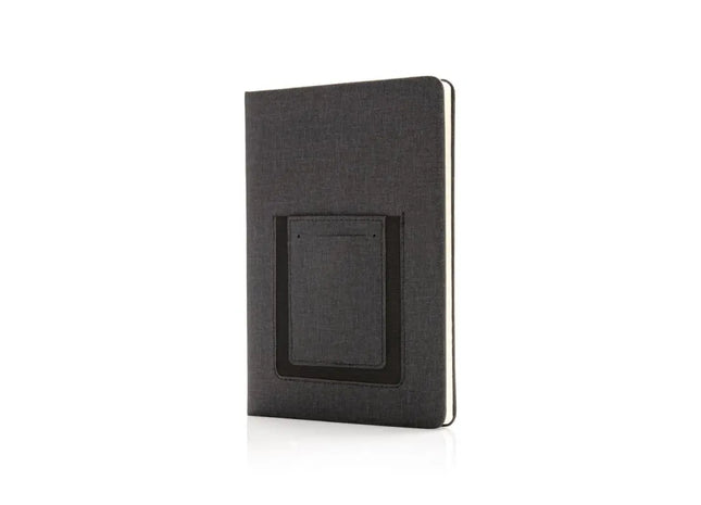 Premium A5 Notizbuch mit Handyhalter – schwarz TK Gruppe® Grosshandel 