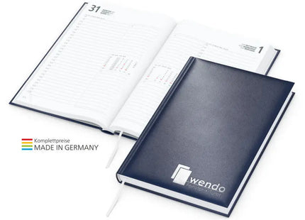 Premium Buchkalender Image mit Silberprägung - Dunkelblau, edles Design in Silber TK Gruppe® Grosshandel 