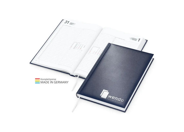 Premium Buchkalender Image mit Silberprägung - Dunkelblau, edles Design in Silber TK Gruppe® Grosshandel 