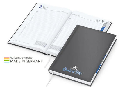 Premium Buchkalender mit Register - Siebdruck-Digital, anthrazit, Manager Express Edition TK Gruppe® Grosshandel 