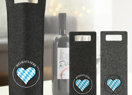 Premium Filz Flaschentasche - Heimatliebe Design | Für 1 Weinflasche | Stilvoll & Robust TK Gruppe® Grosshandel 