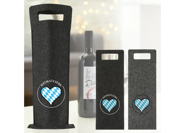 Premium Filz Flaschentasche - Heimatliebe Design | Für 1 Weinflasche | Stilvoll & Robust TK Gruppe® Grosshandel 