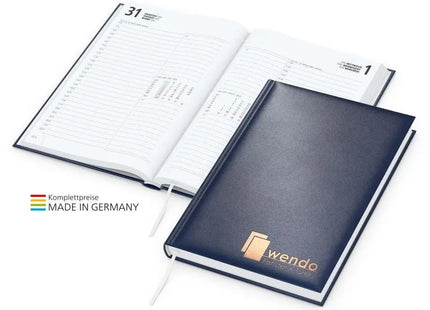 Premium Image-Buchkalender mit Kupferprägung - Dunkelblau, luxuriöses Design TK Gruppe® Grosshandel 