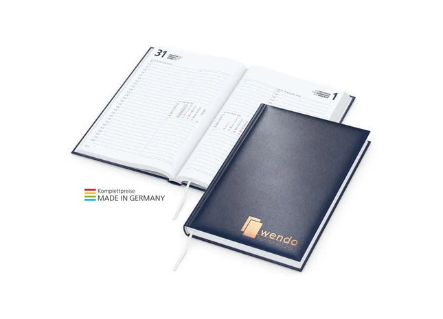 Premium Image-Buchkalender mit Kupferprägung - Dunkelblau, luxuriöses Design TK Gruppe® Grosshandel 