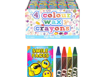 Premium-Kreidewachs 4er-Pack, 8 cm, mit Smiley-Design, ideal für kreative Kunstprojekte TK Gruppe® Grosshandel 