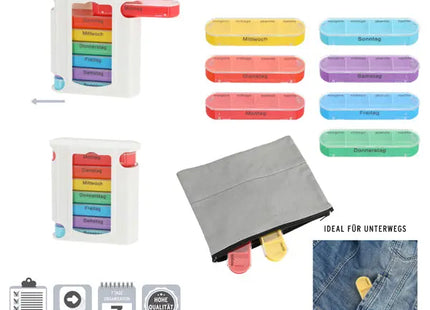 Premium Rainbow Pill Organizer, 7-Day Capacity, Approx. 13cmH - Stylish Medication Management Solution TK Gruppe® Grosshandel 
