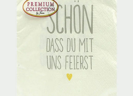 Premium Servietten 'Schön, dass Du da bist', 20 Stück, 33x33 cm - Gastfreundliche Tischdeko TK Gruppe® Grosshandel 