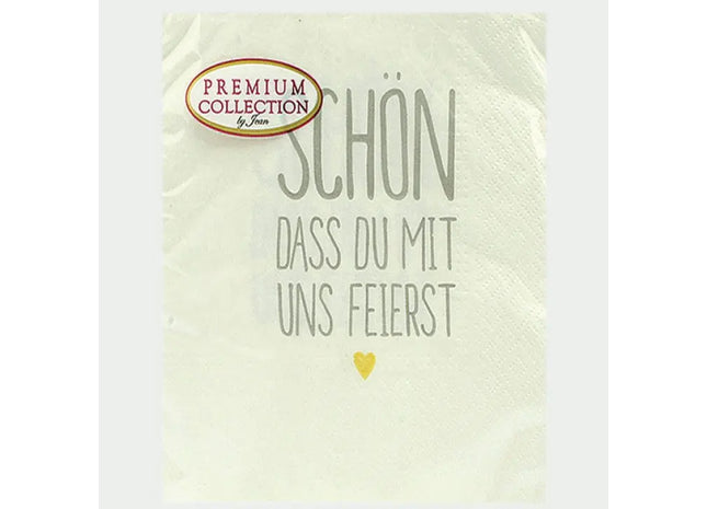 Premium Servietten 'Schön, dass Du da bist', 20 Stück, 33x33 cm - Gastfreundliche Tischdeko TK Gruppe® Grosshandel 