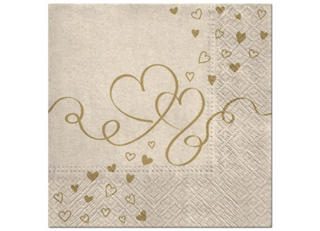 Premium Servietten mit Herzmotiv, 20 Stück, 3-lagig, Ideal für Liebesfeste TK Gruppe® Grosshandel 