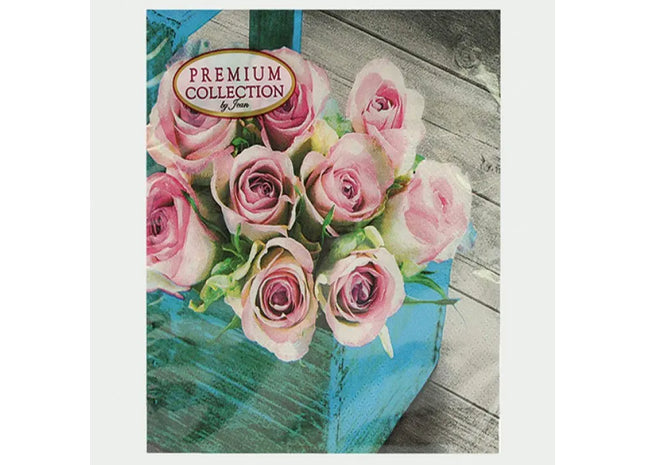 Premium Servietten mit Rosenkorb-Motiv, 20 Stück, 33x33 cm - Stilvolle Blumen Tischdeko TK Gruppe® Grosshandel 