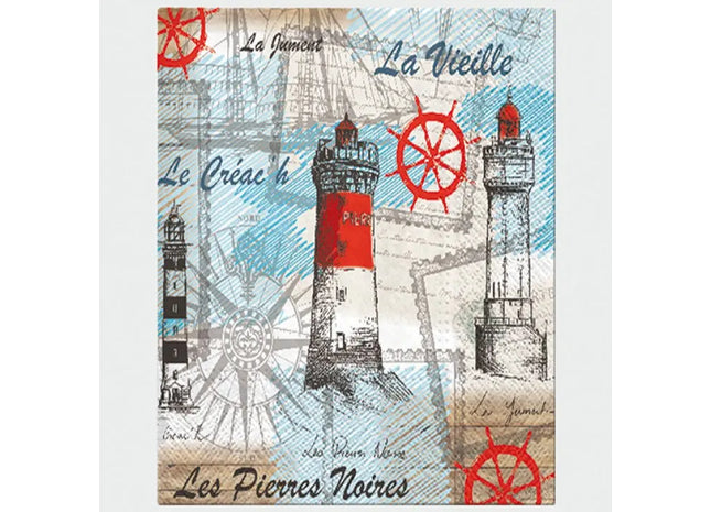 Premium Servietten, 20 Stück, Maritimes Design, 3-lagig, Ideal für Meeresthemen TK Gruppe® Grosshandel 