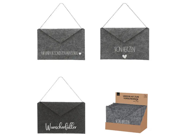 Premium Umschlag aus Filz für Post, 3 Stück - Schutzhülle, Postmappe, Briefhülle TK Gruppe® Grosshandel 