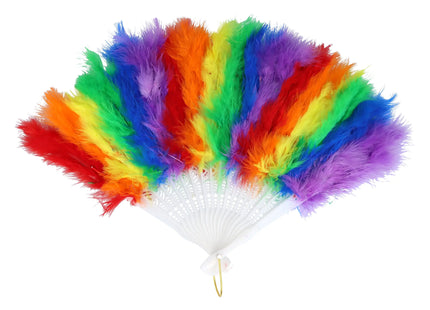 Pride Fächer Mit Federn, 45cm x 27cm – Bunter Handfächer für LGBTQ+ Events TK Gruppe® Grosshandel 