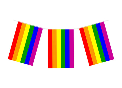 Pride-Flaggen-Girlande, 7 m, 24 Nylon-Flaggen, 20 x 30 cm, wetterfest TK Gruppe® Grosshandel 