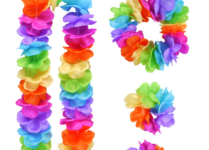 Pride Hula Lei Set, 4 Stück mit 9cm Blütenblättern – Bunte Hawaiikette für Partys TK Gruppe® Grosshandel 