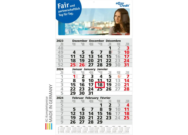 Primus 3 Post A Express inkl. 4C-Druck - Hellgrau - Rot, Personalisierter Hochgeschwindigkeits-Planer TK Gruppe® Grosshandel 