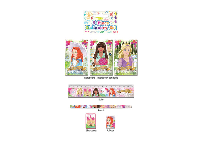 Prinzessin Briefpapier-Set, 5-teilig – Schreibwaren für Kinder, Geschenkidee TK Gruppe® Grosshandel 