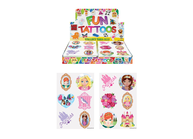 Prinzessin Mini-Tattoos, 4 cm, 6 Stück pro Karte, 2 verschiedene Designs – ideal für Kinder TK Gruppe® Grosshandel 