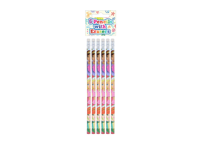 Prinzessin Vollgröße Bleistift-Set Mit Radiergummi, 6-teiliges Paket TK Gruppe® Grosshandel 