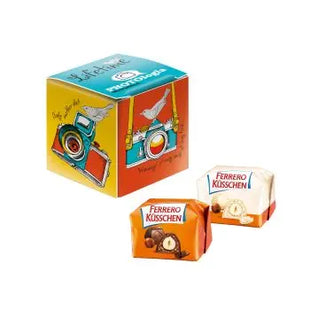 Produktbeschreibung für Mini Promo-Würfel mit Ferrero Küsschen inkl. Druck: TK Gruppe® Grosshandel 