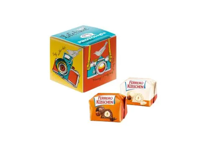 Produktbeschreibung für Mini Promo-Würfel mit Ferrero Küsschen inkl. Druck: TK Gruppe® Grosshandel 