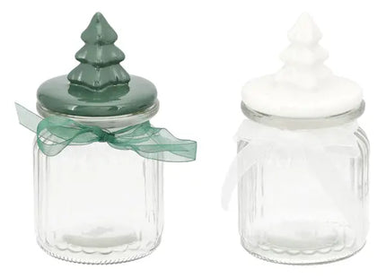 Produkttitel: 2er Set Große Vorratsgläser mit Tannenbaum-Deckel - 23cm Höhe TK Gruppe® Grosshandel 