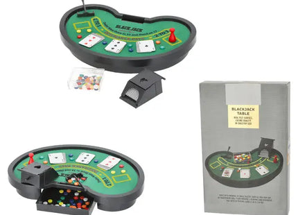 Professionelles Blackjack Tisch Set - Tragbares Casino-Spielset, ca. 40x25cm - Komplettausstattung TK Gruppe® Grosshandel 
