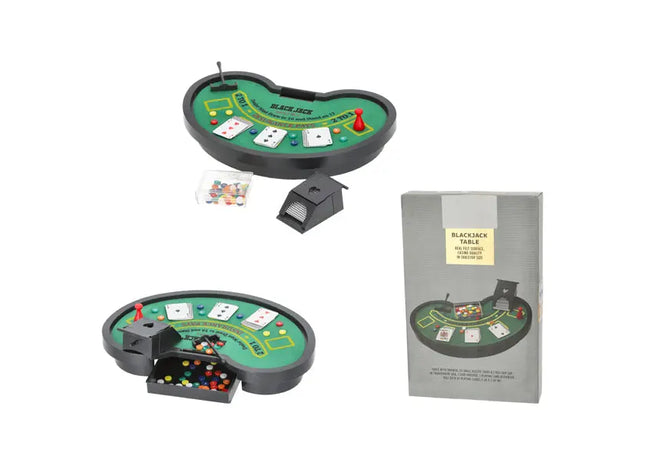 Professionelles Blackjack Tisch Set - Tragbares Casino-Spielset, ca. 40x25cm - Komplettausstattung TK Gruppe® Grosshandel 