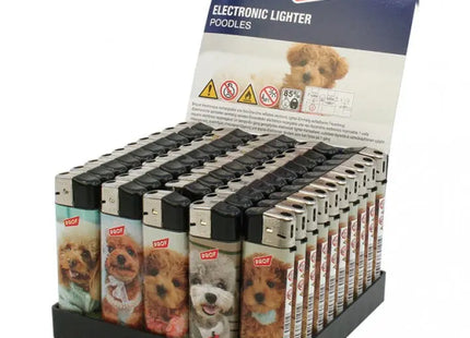 Pudel Elektrofeuerzeuge, 8x2 cm, 50 Stück im Display, Kompaktes Design TK Gruppe® Grosshandel 