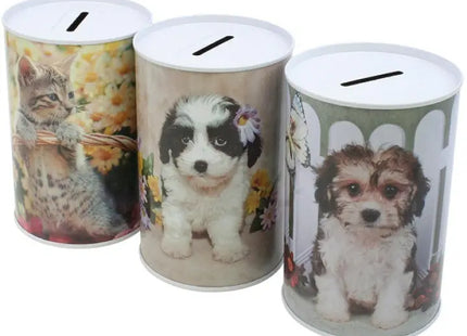 Puppy-themed Metal Coin Bank 12.5x8cm Assorted Designs TK Gruppe® Grosshandel 