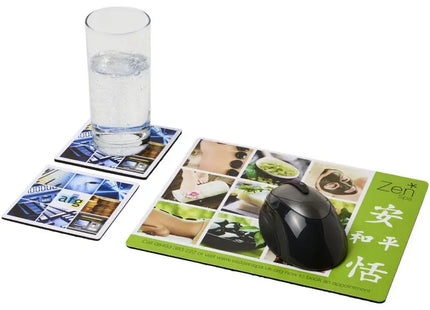 Q-Mat Mousepad- und Untersetzer-Set 3 - Schwarz - Stilvoll, Funktional und Vielseitig TK Gruppe® Grosshandel 