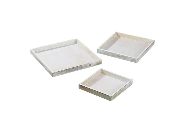 Quadratische Deko-Platten in Creme Antik, 3er Set – Stilvolle Raumgestaltung TK Gruppe® Grosshandel 