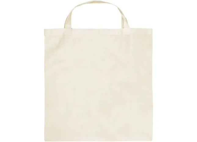 Quadratische Einkaufstasche aus Baumwolle, kurze Henkel, natur – robust, umweltfreundlich, vielseitig TK Gruppe® Grosshandel 