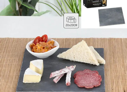 Quadratische Schiefer Servierplatte, ca. 20x20 cm – Elegantes Tischaccessoire TK Gruppe® Grosshandel 