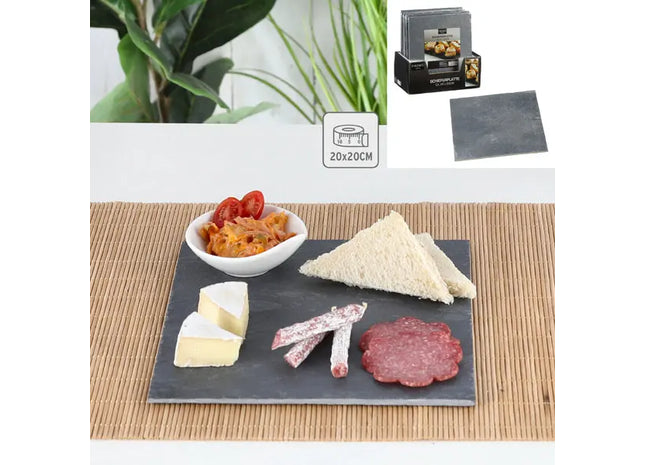 Quadratische Schiefer Servierplatte, ca. 20x20 cm – Elegantes Tischaccessoire TK Gruppe® Grosshandel 